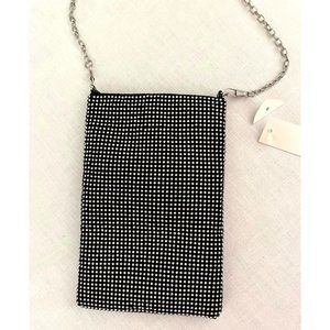 Rhinestone encrusted mini bag with removable crossbody chain strap, 5" x 8"